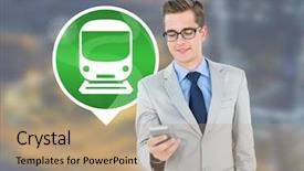  Presentation with phone tower - PPT layouts with wireless tower - digital composite of man holding background and a  colored foreground