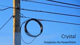  Presentation with wires - PPT theme featuring telephone poles - wires and pole background and a light blue colored foreground