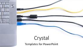  Presentation with wires - PPT theme with wires connected to a modern laptop isolated on white background and a white colored foreground