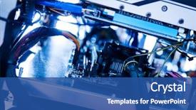  Presentation with wires - Slide set with wires of bitcoin mining machine background and a ocean colored foreground