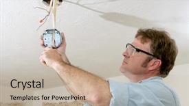  Presentation with cables wires electric wireing - Cool new slide deck with wires through a ceiling fan backdrop and a  colored foreground