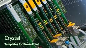  Presentation with telecommunications - Beautiful presentation theme featuring wirles networking - closeup shot of telecommunications equipment backdrop and a tawny brown colored foreground