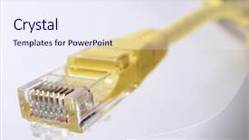  Presentation with ethernet - PPT theme having wirles networking - yellow ethernet cable computer background and a  colored foreground