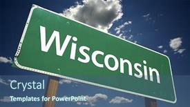  Presentation with wisconsin - Slides featuring wisconsin road sign with dramatic background and a ocean colored foreground
