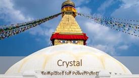  Presentation with stupa - Beautiful presentation design featuring wisdom eyes and praying flag backdrop and a cream colored foreground