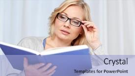  Presentation with wisdom - Cool new slide deck with wisdom women - leisure literature and people concept backdrop and a light blue colored foreground