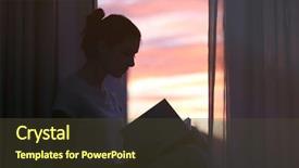  Presentation with sad woman silhouette - Amazing slide set having wisdom women - silhouette of young woman reading backdrop and a tawny brown colored foreground