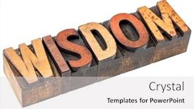  Presentation with wisdom - Beautiful slide deck featuring wisdom word abstract - an isolated banner in vintage letterpress wood type blocks stained by color inks backdrop and a light gray colored foreground