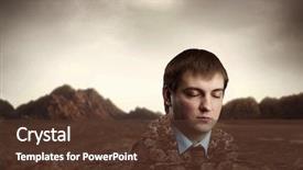  Presentation with man head in hands - Beautiful presentation featuring mountain wisdoms - man's head built-in the bricks backdrop and a tawny brown colored foreground