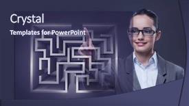  Presentation with maze - Slide deck featuring wise decisions - businesswoman with maze in difficult background and a tawny brown colored foreground