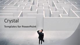  Presentation with decision - Colorful theme enhanced with wise decisions - good looking businessman with briefcase backdrop and a light gray colored foreground