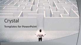  Presentation with good - Cool new theme with wise decisions - good looking businessman with briefcase backdrop and a light gray colored foreground