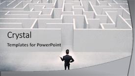  Presentation with decision - Theme with wise decisions - good looking businessman with briefcase background and a light gray colored foreground