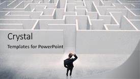  Presentation with decision - Audience pleasing slide set consisting of wise decisions - good looking businessman with briefcase backdrop and a light gray colored foreground