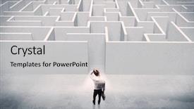  Presentation with decision - PPT layouts enhanced with wise decisions - good looking businessman with briefcase background and a light gray colored foreground