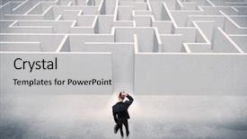  Presentation with decision - Colorful theme enhanced with wise decisions - good looking businessman with briefcase backdrop and a light gray colored foreground