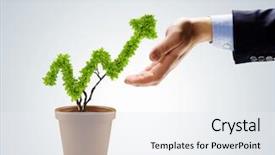  Presentation with hand holding plant - Colorful presentation design enhanced with wise investments - image of human hands holding backdrop and a white colored foreground