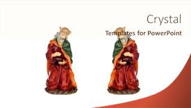  Presentation with king - Presentation theme having wise-king-ceramic-figurine-isolated background and a cream colored foreground