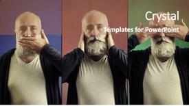  Presentation with hear - PPT theme consisting of wise monkeys see no evil background and a coral colored foreground