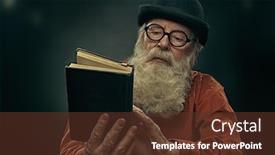  Presentation with old man - Beautiful slide set featuring wise-old-man backdrop and a tawny brown colored foreground