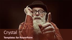  Presentation with old man - Slide set having wise-old-man background and a tawny brown colored foreground