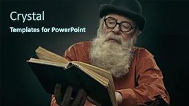  Presentation with old man - Presentation design consisting of wise-old-man background and a wine colored foreground