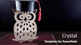  Presentation with university - PPT theme with wise old owl university student background and a dark gray colored foreground