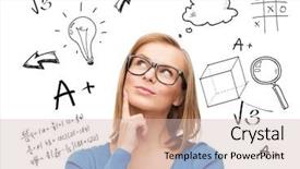  Presentation with thinking - Presentation consisting of wise women - education school people and gesture background and a soft green colored foreground