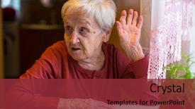  Presentation with elderly woman in nursing - Colorful PPT theme enhanced with wise women - elderly woman gesturing while sitting backdrop and a tawny brown colored foreground