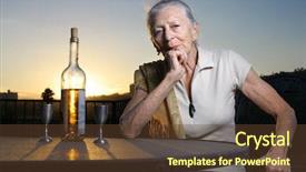  Presentation with bottle - Amazing presentation having wise women - elderly woman sitting backdrop and a tawny brown colored foreground