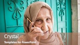  Presentation with woman muslim - Cool new theme with wise women - happy senior muslim woman talking backdrop and a coral colored foreground