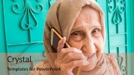  Presentation with islam anak muslim - PPT layouts enhanced with wise women - happy senior muslim woman talking background and a coral colored foreground