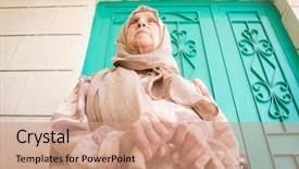  Presentation with muslim women - Theme having wise women - happy senior muslim woman background and a coral colored foreground