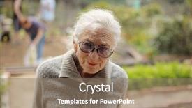  Presentation with outdoors - Slide deck having wise women - portrait of a senior woman background and a coral colored foreground