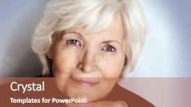  Presentation with polo - PPT layouts consisting of wise women - senior lady portrait with polo background and a coral colored foreground