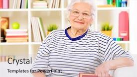  Presentation with home - Presentation theme featuring wise women - smiling senior woman sitting background and a lemonade colored foreground