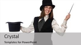  Presentation with woman outlaw - Theme featuring wise women - woman magician isolated background and a light gray colored foreground