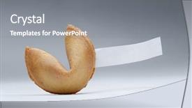  Presentation with cookie - Colorful PPT theme enhanced with wishes - photo of one chinese cookie backdrop and a gray colored foreground