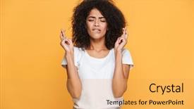  Presentation with good luck - Cool new slide set with wishes - portrait of a worried young backdrop and a yellow colored foreground