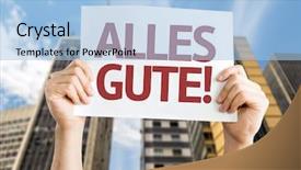  Presentation with best of luck - PPT theme with wishes promotion - all the best in german background and a light blue colored foreground