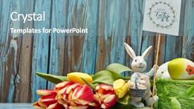  Presentation with promotion - Amazing slide set having wishes promotion - colored easter eggs easter rabbit backdrop and a seafoam green colored foreground