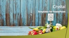  Presentation with horticulture spring easter - Beautiful PPT theme featuring wishes promotion - colored easter eggs easter rabbit backdrop and a seafoam green colored foreground