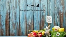  Presentation with horticulture spring easter - Slide set with wishes promotion - colored easter eggs easter rabbit background and a light blue colored foreground