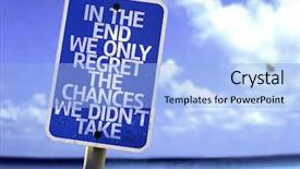  Presentation with promotion - PPT theme featuring wishes promotion - end you only regret background and a light blue colored foreground