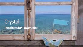  Presentation with turquoise blue and deep blue - Presentation theme featuring wishes promotion - sea view - dream background and a teal colored foreground