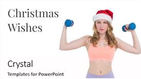  Presentation with lifting weights - Beautiful presentation theme featuring composite of christmas wishes text backdrop and a white colored foreground