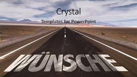  Presentation with lonely desert road - Beautiful PPT theme featuring 2015 journey - wishes in german written backdrop and a light gray colored foreground