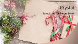  Presentation with candy cane christmas - Presentation design featuring wishlist - christmas gift box candy cane background and a  colored foreground