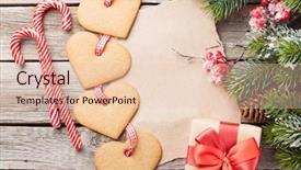  Presentation with christmas candy - PPT layouts consisting of wishlist - christmas heart gingerbread cookies candy background and a lemonade colored foreground