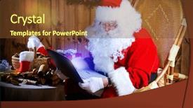  Presentation with internet surfing - PPT layouts having wishlist - modern santa claus at his background and a tawny brown colored foreground
